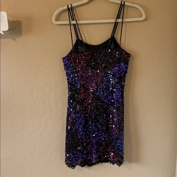 Vintage Black Tie Oleg Cassini Shades of Purple & Black Sequin Mini Dress 4 - Picture 17 of 17
